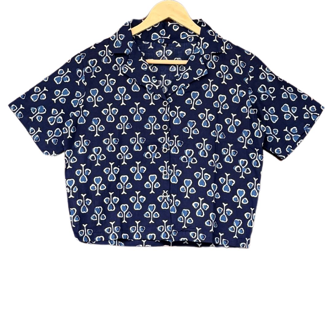 Indigo Mystique Motif Cotton Shirt – My Store