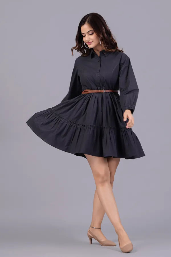 Black Flounce Fantasy Midi Dress