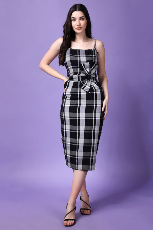 Check Mate Dress With A Bow belt